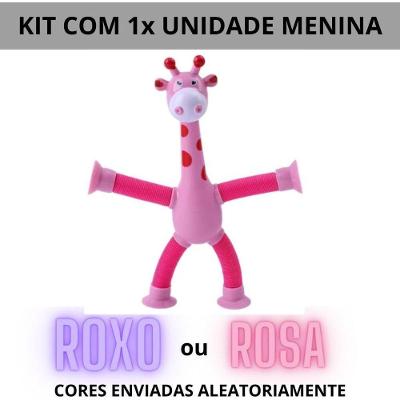 Brinquedo Infantil Girafa Pop Tubo Led com Ventosa com Luz para Desenvolvimento Sensorial OEM