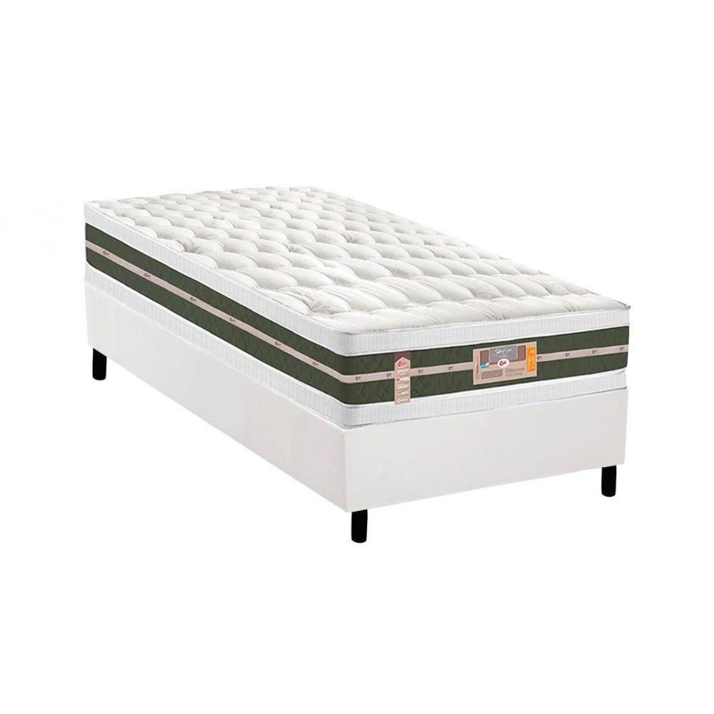 Cama Box Solteiro: Colchão Molas Castor Bonnel Silver Star Air + Base CRC Courano White(88x188) - 1