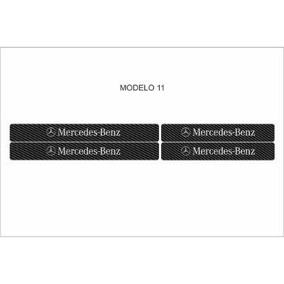 Soleira Automotiva para Portas Dianteiras e Traseiras Kit 4 Adesivos Universal Fibra de Carbono