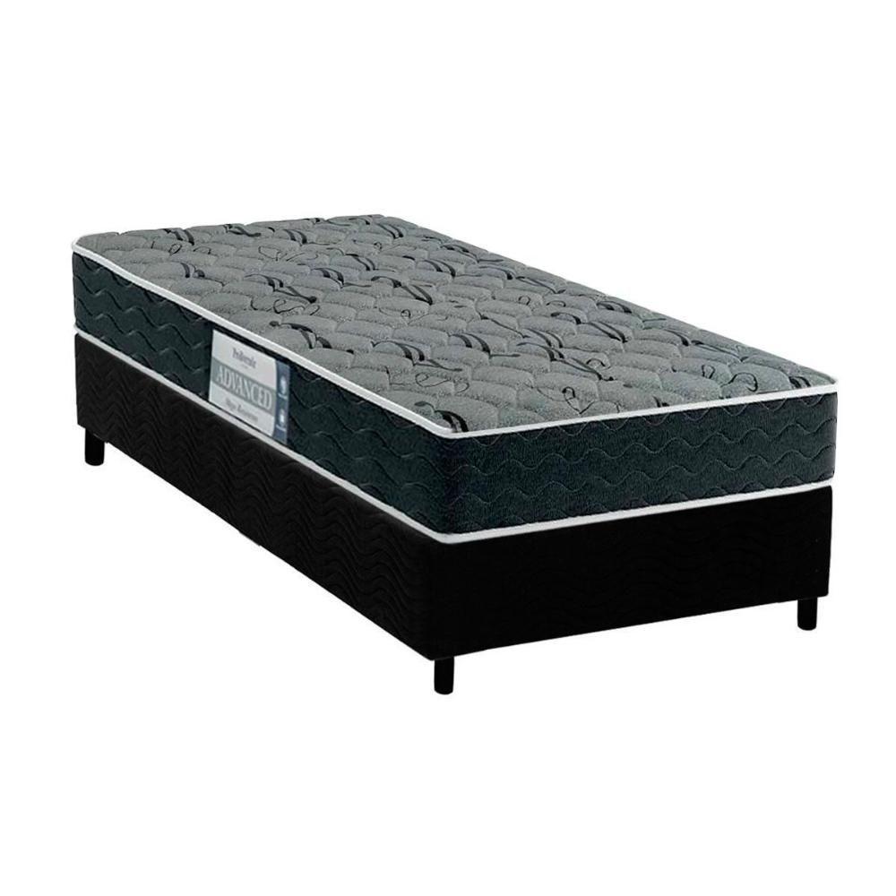 Cama Box Solteiro: Colchão Espuma D33 Probel Advanced Mega Resistente + Base CRC Suede Black(88x188) - 1