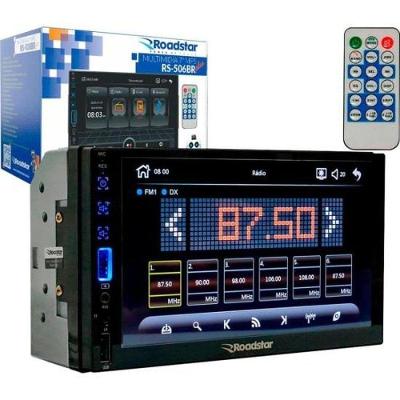 Multimídia Automotiva RS506BR 7 Full Touch com USB Bluetooth RCA Espelhamento Compatível com Android