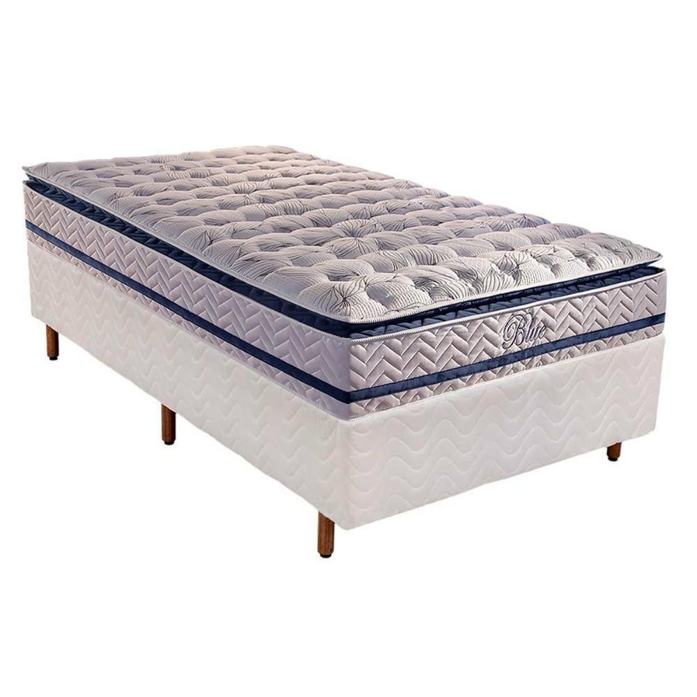 Cama Box Solteiro: Colchão Molas Ensacadas Paropas MasterPocket Blue + Base CRC Rústico White(88x188) - 1