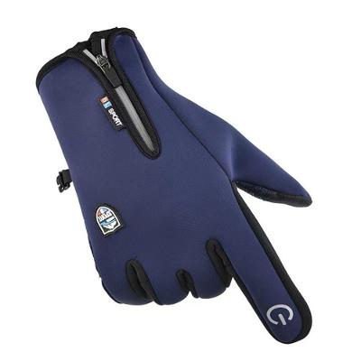 Luva para Motociclista de Inverno Cano Longo Azul com Touch Screen Antiderrapante OEM