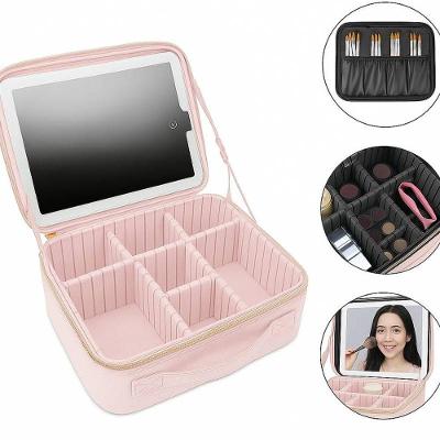 Maleta Organizadora para Maquiagem com Espelho LED USB Recarregável Rosa Outras Marcas