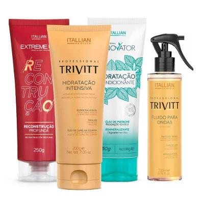 Kit Cronograma Capilar Itallian + Fluido para Ondas Tratamento Reconstrução