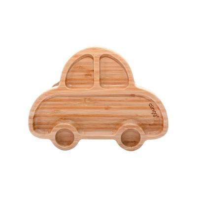 Prato Infantil Bambu Carrinho com Ventosa e Divisórias Ecológico Tpc Amarelo