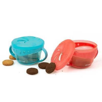 Porta Snacks Infantil Smart Prático Azul 300ml com Tampa e Alças Clingo