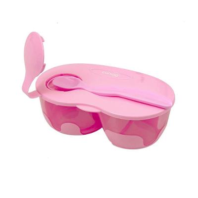 Kit Tigela Infantil Modelo Tpc com Colher Divisória e Compartimento para Talher Rosa Clingo