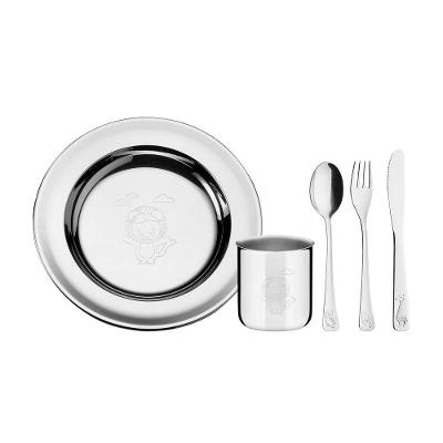 Kit Infantil para Refeição Baby Friends em Aço Inox com Copo e Prato Inox Tramontina