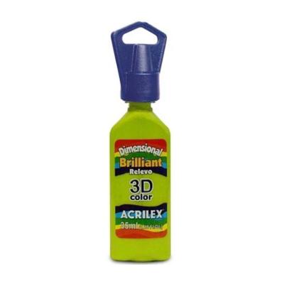 Tinta Relevo Dimensional Brilhante Verde Maçã 35ML para Tecidos, Madeira, Isopor, Cerâmica e Papel