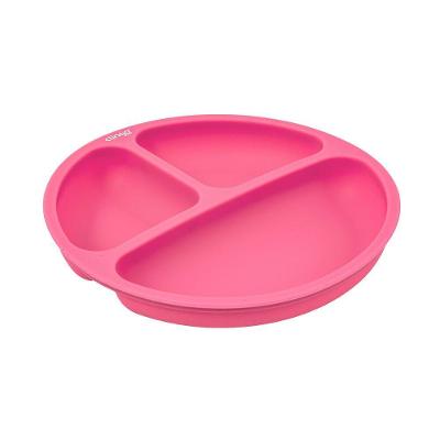 Prato Infantil Prato Silicone com Divisória Colors com 3 Compartimentos Rosa Clingo