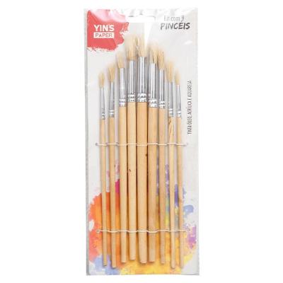 Kit de Pincéis YP7633 em Madeira Branco com 9 Peças Yins Brasil