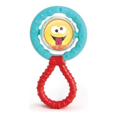 Mordedor E Chocalho Gira-gira Carinhas Colorido Baby Elka Az Azul E Vermelho