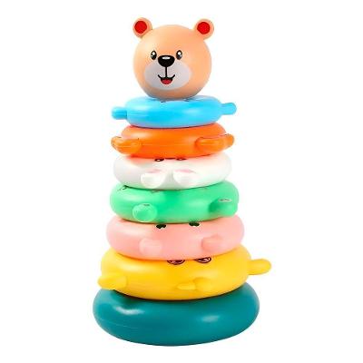 Brinquedo Educativo Torre de Encaixe Argolas Divertidas Ursinho para Coordenação Motora e Percepção