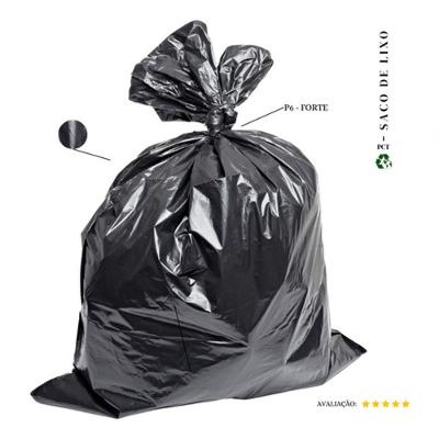 Saco De Lixo 100 Litros Forte P6 - 200 Unidades Cor Preto (pacote 6kg 90x100 0,08micras) 12kg