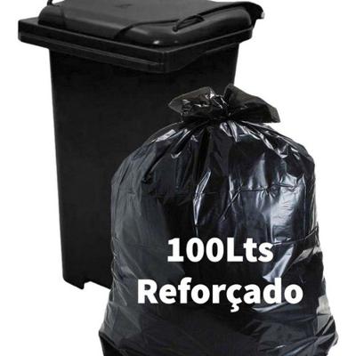Saco de Lixo P8 Preto 100L com 50 Unidades Super Reforçado Espessura 0,08 Higipack