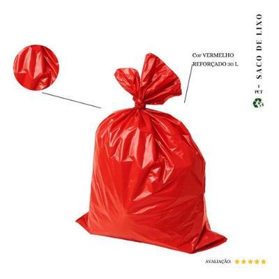 Saco de Lixo 30L Reforçado Vermelho 50 Und para Resíduos Médios 58cm X 63cm Higipack