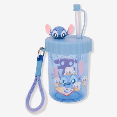Copo Infantil com Canudo Copo Canudo Flip Infantil Stitch – Disney 500ML Azul Lilo e Stitch