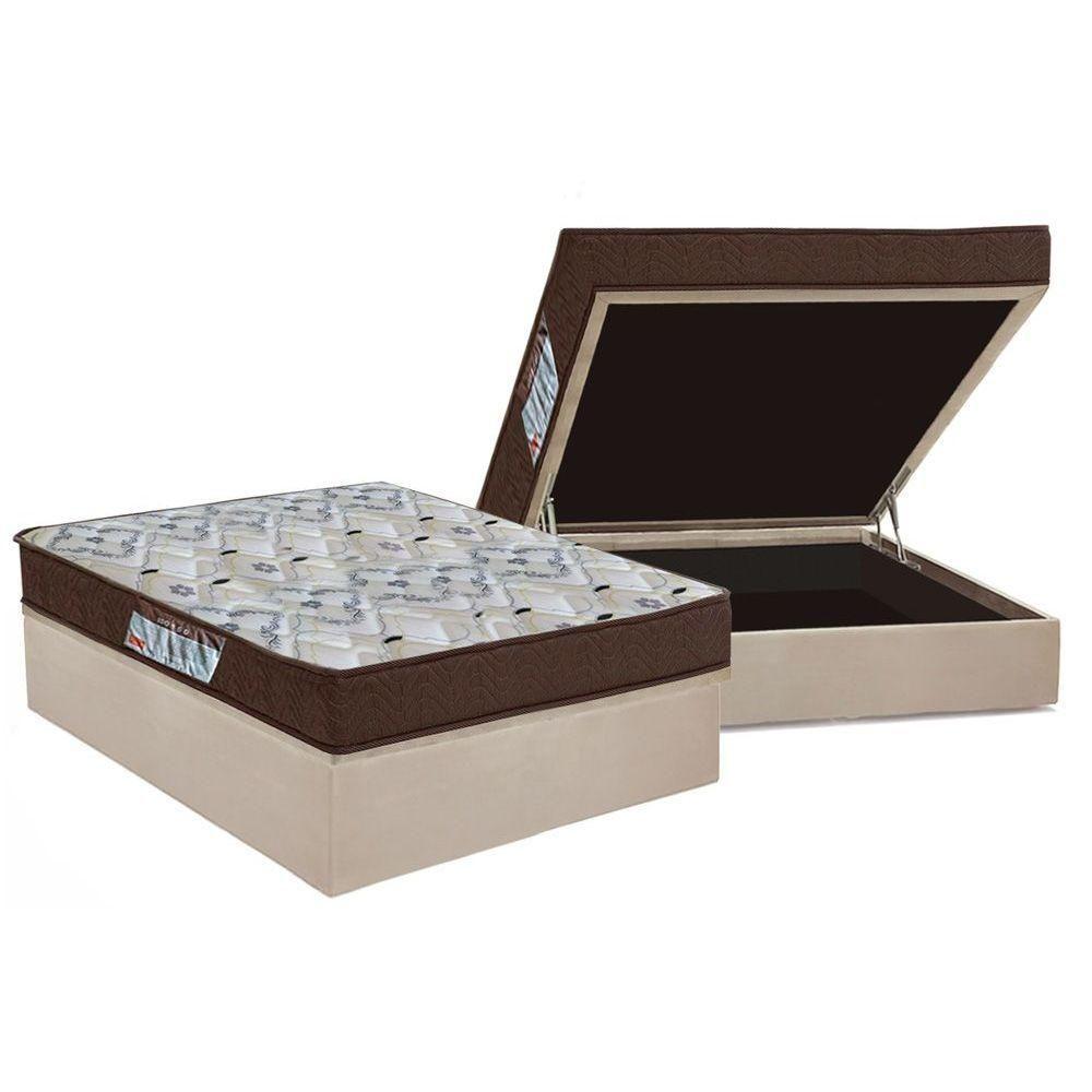 Cama Box Baú Casal: Colchão Anatômico Ortobom D45 / EP ISO 150 Mega Firme + Base CRC Suede Clean(138x188) - 1