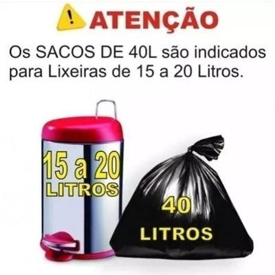 Saco para Lixo 40 Litros Preto Parede Dupla Micra 06 Pacote 100 Unidades Higipack