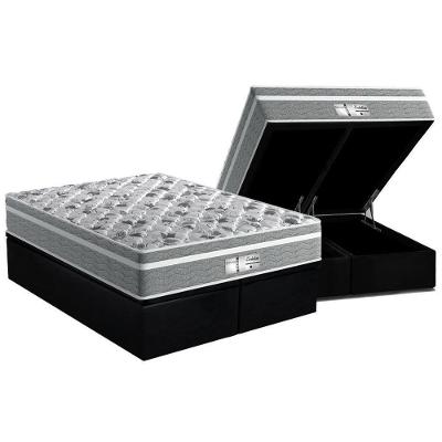 Cama Box Baú Queen: Colchão Molas Ensacadas Probel Evolution + Base Black(158X198)