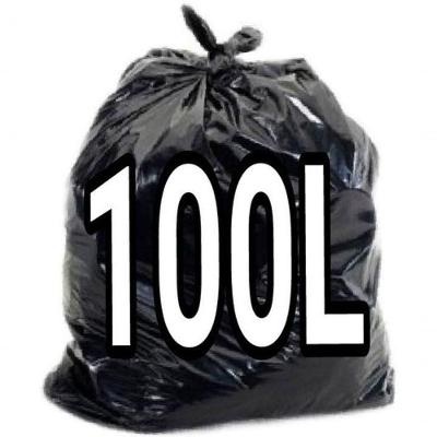 Saco para Lixo 100 Litros Reforçado Parede Dupla 75x90cm Preto e Transparente 100 Unidades Higipack