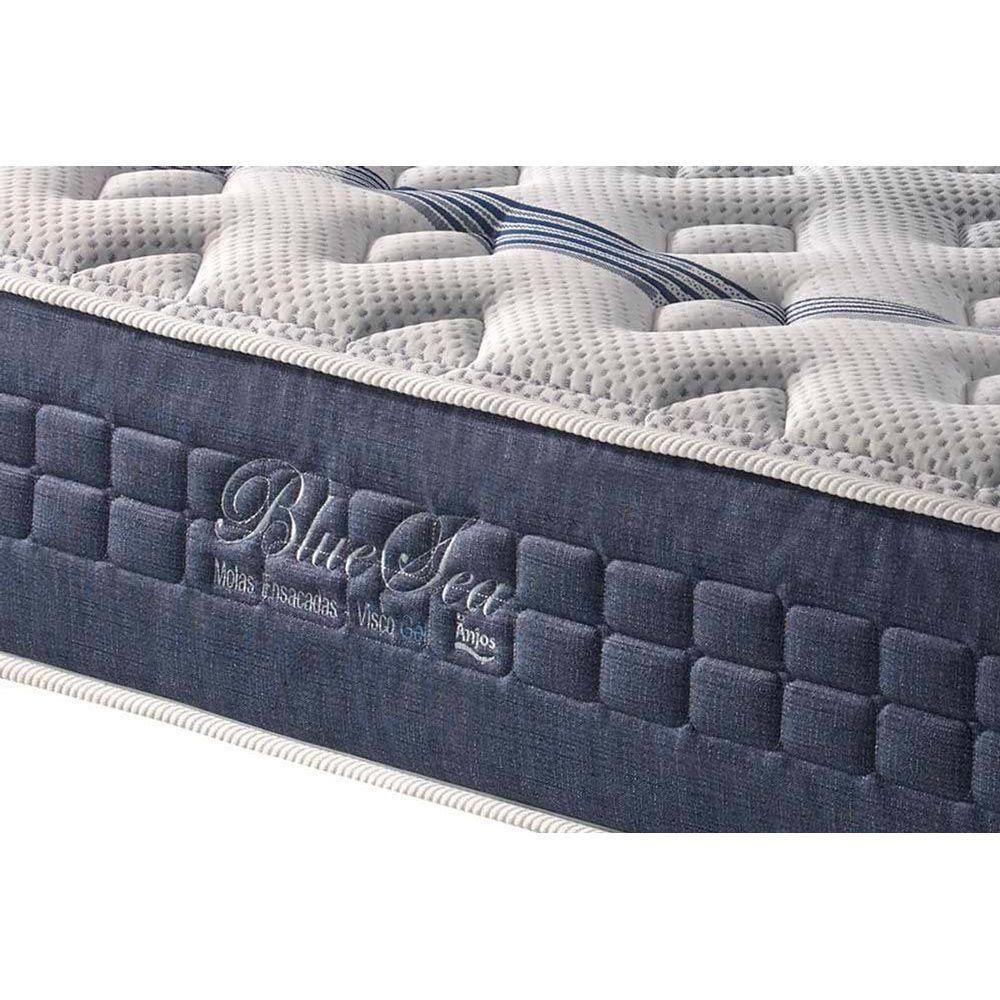 Cama Box Baú Queen: Colchão Molas Ensacadas Anjos MasterPocket Blue Sea + Base CRC Courano Branco(158x198) - 3