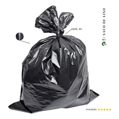 Saco de Lixo Leve P3 100 Litros Preto 0,05 MICRAS Pacote com 20 Unidades Uso Doméstico Higipack
