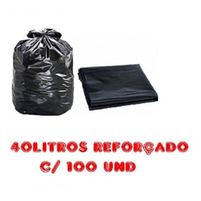 Saco para Lixo 40L Preto Fardo com 100 Unidades 1,5KG Alta Resistência Higipack