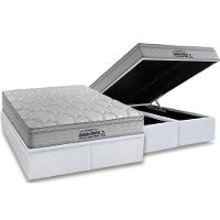 Cama Box Baú Queen: Colchão Espuma Probel D40 Guarda Costas Premium Hiper Firme Euro Pillow + Base CRC Courano White(158x198) - 1
