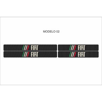 Soleira Automotiva para Portas Dianteiro e Traseiro Universal Fibra de Carbono Kit 4 Adesivos Preto