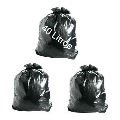 Saco de Lixo Preto Resistente 40 LITROS 60X60 com 100 Unidades para Diversos Ambientes Higipack