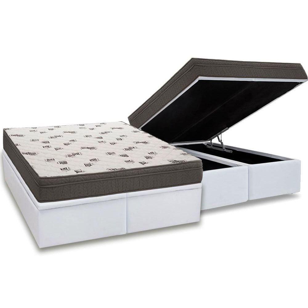 Cama Box Baú Queen: Colchão Espuma D45 Ortobom Light + Base CRC Courano White(158x198) - 1