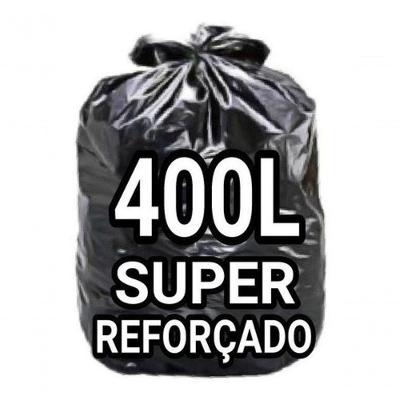 Saco para Lixo Sacos de Lixo 400 Litros Super Reforçado 100 un Preto 400L Higipack