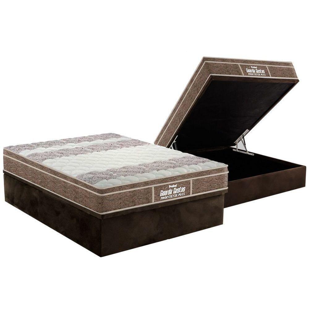 Cama Box Baú Casal: Colchão Ortopédico Probel D33 / EP Guarda Costas PróIntense Plus + Base CRC Suede Brown(138x188) - 1