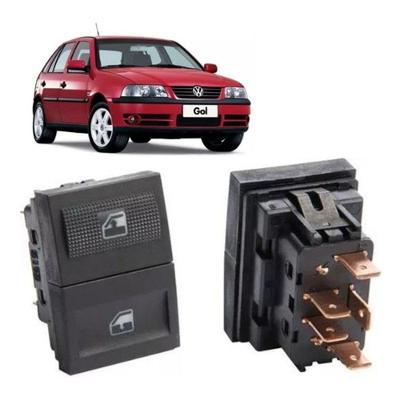 Tecla Acionadora de Vidro Elétrico Simples Preta Dianteira Gol G3 Após 99 4 Portas Parati Polo