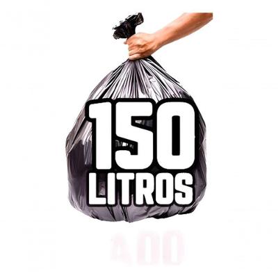 Saco de Lixo 150 Litros Preto Mega Reforçado Fardo com 100 Unidades Higipack