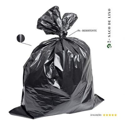 Saco De Lixo 100 Litros Resistente P5 - 20 Unidades Cor Preto (pacote 5kg 90x100 0,07micras) 1kg