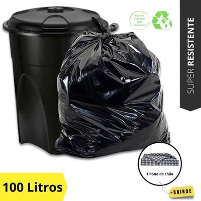 Saco de Lixo 100 Litros Reforçado Resistente com 50 Unidades para Uso Doméstico Higipack