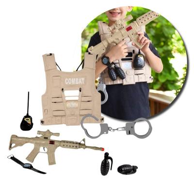 Brinquedo Infantil Kit Militar com Acessórios com Colete e Fuzil de Brinquedo Bege Fullcommerce