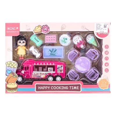 Brinquedo Infantil Kit Feliz Hora de Cozinhar com Boneca e Caminhão de Sorvete Folia Imports