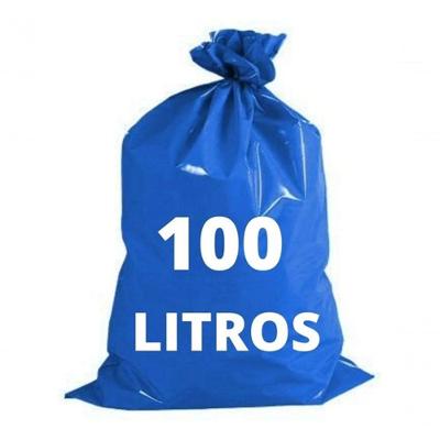 Saco para Lixo Reciclável 100 Litros Azul 0,05MM Pacote 20 Unidades Higipack