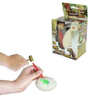 Brinquedo de Escavação Ovo Dino Fóssil Escavação com Dinossauro Surpresa Que Brilha no Escuro DM