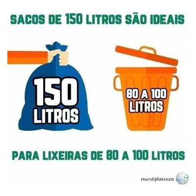 Saco de Lixo 150 Litros Preto Mega Reforçado Fardo com 100 Unidades 90CM X 102CM Higipack