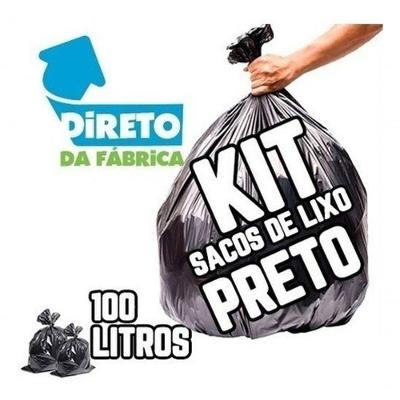 Saco de Lixo 100 Litros 300 un Preto Reforçado para Lixeiras de 50 a 70 Higipack