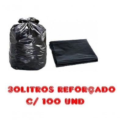 Saco para Lixo 30L Reforçado Alta Resistência Preto Higipack
