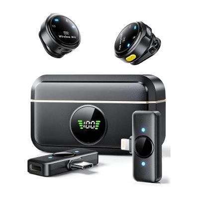 Microfone de Lapela sem Fio EL-1851 Compatível com Android e Ios com Redução de Ruído Preto
