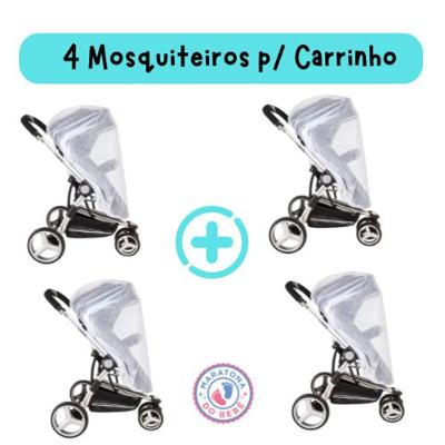 Mosquiteiro para Carrinho Universal Portatil 1 e 00m X 1 e 10m Kit 4 Unidades Branco OEM