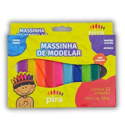 Massinha de Modelar Infantil 180G 12 Cores Pira Piratininga com Textura