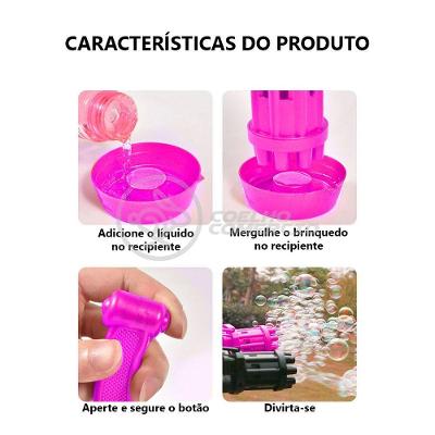 Brinquedo de Bolhas Máquina Elétrica Tiktok com 8 Saídas e Frasco de Mistura Mágica Rosa Smart